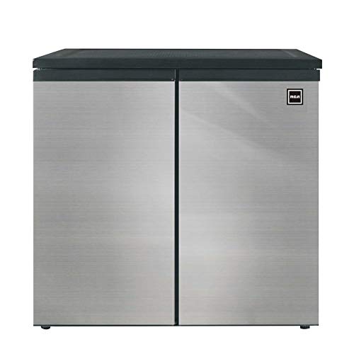 RCA RFR551-5.5 Cu. Ft. - Side by Side 2-Door - Compact Refrigerator/Freezer - Temperature Control - Stainless,Silver