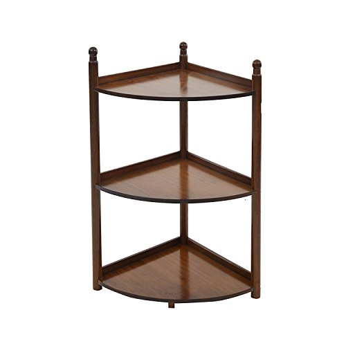 Livebest 3 Tier Corner Shelf Turn-n-Tube Corner Rack Tower Organizer Display Unit Shelves for Living Room Book Storage,Kitchen,Bath Room,Brown