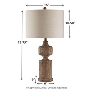 Signature Design by Ashley Madelief 28.75" Faux Wood Resin Table Lamp, Brown