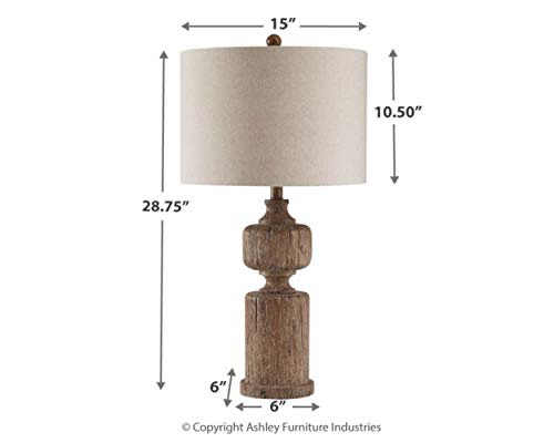 Signature Design by Ashley Madelief 28.75" Faux Wood Resin Table Lamp, Brown