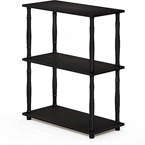 Furinno Turn-N-Tube 3-Tier Compact Multipurpose Shelf Display Rack with Classic Tube, Espresso/Black