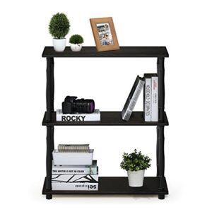 Furinno Turn-N-Tube 3-Tier Compact Multipurpose Shelf Display Rack with Classic Tube, Espresso/Black