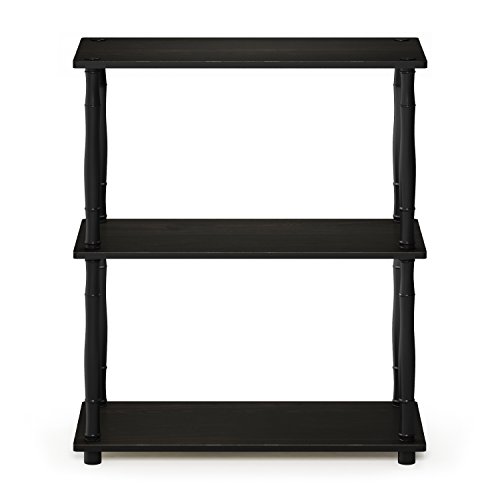 Furinno Turn-N-Tube 3-Tier Compact Multipurpose Shelf Display Rack with Classic Tube, Espresso/Black