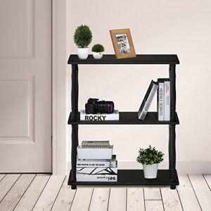 Furinno Turn-N-Tube 3-Tier Compact Multipurpose Shelf Display Rack with Classic Tube, Espresso/Black