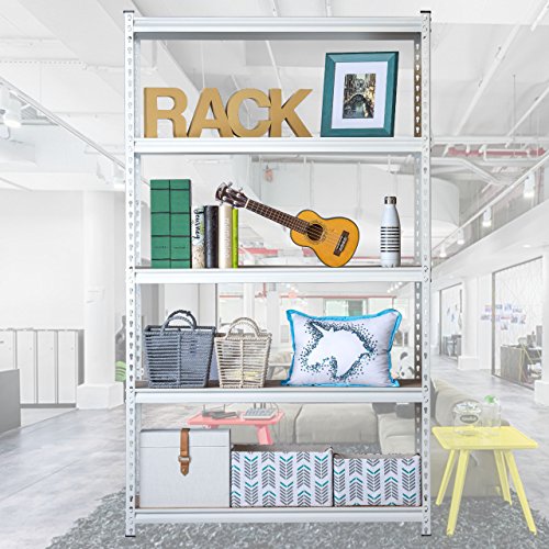 King’s Rack 5-Tier White Steel Storage Rack Boltless Shelving Tier Height Adjustable 30" W x 12" D x 60" H