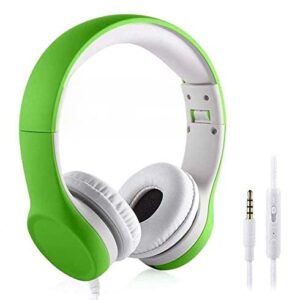 YUSONIC Kids Headphones, Two Audio Port for Sharing, Headphones for Kids with mic & Volume Limiting, Baby Children Toddlers Boys Girls Laptop Tablet Class Travel School use（Green