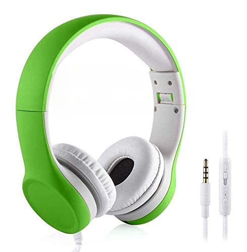 YUSONIC Kids Headphones, Two Audio Port for Sharing, Headphones for Kids with mic & Volume Limiting, Baby Children Toddlers Boys Girls Laptop Tablet Class Travel School use（Green