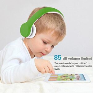 YUSONIC Kids Headphones, Two Audio Port for Sharing, Headphones for Kids with mic & Volume Limiting, Baby Children Toddlers Boys Girls Laptop Tablet Class Travel School use（Green