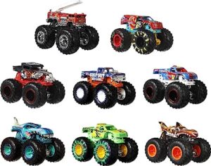 hot wheels monster trucks, 1 toy truck in 1:64 scale & 1 crushable car (styles may vary)