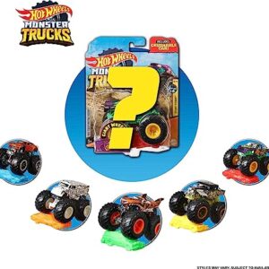 Hot Wheels Monster Trucks, 1 Toy Truck in 1:64 Scale & 1 Crushable Car (Styles May Vary)