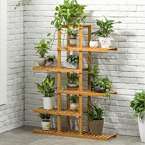 Magshion Wooden Flower Stands Plant Display Rack Choose 3 4 5 6 Shelf for Multiple Plants Large Wood Plant Rack Holder Garden Shelves (6 Shelf)