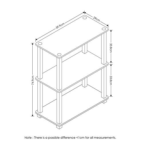 Furinno Turn-S-Tube 3-Tier Compact Multipurpose Shelf Display Rack with Square Tube, French Oak Grey/Black