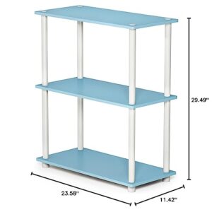 Furinno Turn-N-Tube 3-Tier Compact Multipurpose Shelf Display Rack, Light Blue/White