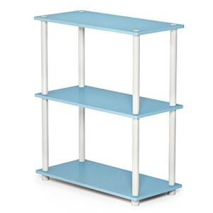 furinno turn-n-tube 3-tier compact multipurpose shelf display rack, light blue/white