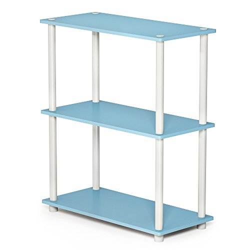 Furinno Turn-N-Tube 3-Tier Compact Multipurpose Shelf Display Rack, Light Blue/White