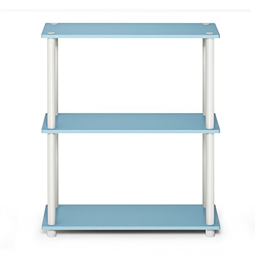 Furinno Turn-N-Tube 3-Tier Compact Multipurpose Shelf Display Rack, Light Blue/White