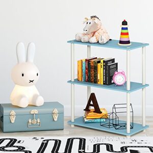 Furinno Turn-N-Tube 3-Tier Compact Multipurpose Shelf Display Rack, Light Blue/White