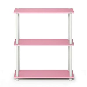 Furinno Turn-N-Tube 3-Tier Compact Multipurpose Shelf Display Rack, Pink/White