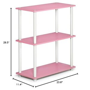 Furinno Turn-N-Tube 3-Tier Compact Multipurpose Shelf Display Rack, Pink/White