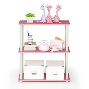 Furinno Turn-N-Tube 3-Tier Compact Multipurpose Shelf Display Rack, Pink/White