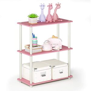 Furinno Turn-N-Tube 3-Tier Compact Multipurpose Shelf Display Rack, Pink/White