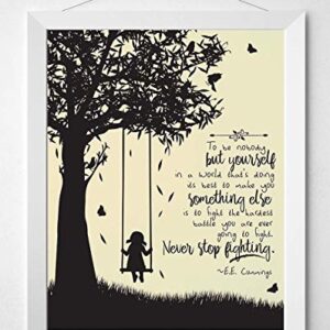 To Be Nobody But Yourself - E.E. Cummings 11x14 Unframed Motivational Wall Art - These Literature Book Posters are Perfect for English Classroom, Home Office or Anywhere you Want Motivational Posters