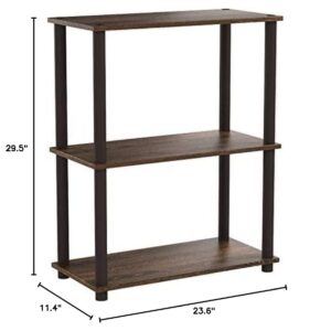 Furinno Turn-N-Tube 3-Tier Compact Multipurpose Shelf Display Rack, Walnut/Brown