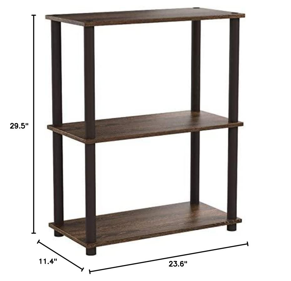 Furinno Turn-N-Tube 3-Tier Compact Multipurpose Shelf Display Rack, Walnut/Brown