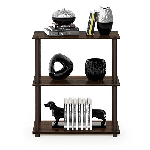 Furinno Turn-N-Tube 3-Tier Compact Multipurpose Shelf Display Rack, Walnut/Brown