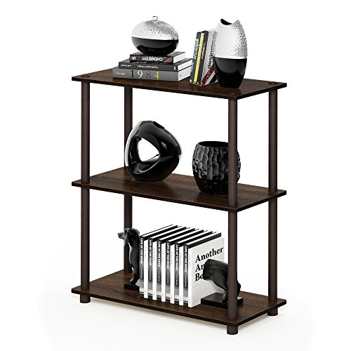 Furinno Turn-N-Tube 3-Tier Compact Multipurpose Shelf Display Rack, Walnut/Brown