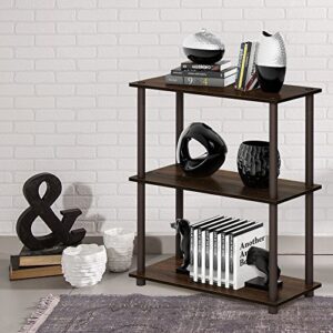 Furinno Turn-N-Tube 3-Tier Compact Multipurpose Shelf Display Rack, Walnut/Brown