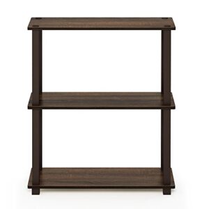 Furinno Turn-S-Tube 3-Tier Compact Multipurpose Shelf with Square Tube, Walnut/Brown (18025WN/BR)