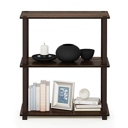 Furinno Turn-S-Tube 3-Tier Compact Multipurpose Shelf with Square Tube, Walnut/Brown (18025WN/BR)