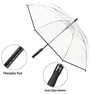 BAGAIL Golf Umbrella 68/62/58 Inch Large Oversize Double Canopy Vented Automatic Open Stick Umbrellas for Men and Women (Clear, 62in)