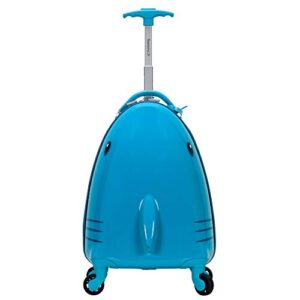 rockland jr. kids' my first hardside spinner luggage,telescoping handles, shark, carry-on 19-inch