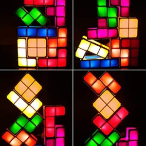 Bitopbi 7 PCS Stackable Night Light 3D Puzzles Toy 7 Colors Magic Blocks Induction Interlocking LED Novelty Desk Lamp Lighting DIY for Teens and Adults Home Deco Great Gift for Birthday