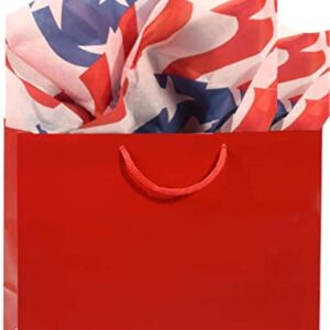 Rustic Pearl Collection Printed Tissue Paper for Gift Wrapping with Red, White & Blue Patriotic Flag Design, Decorative Tissue Paper - 24 Large Sheets, 20x30