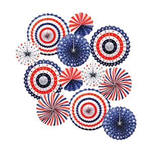 mandala crafts patriotic red white and blue decoration american flag paper fan set for 4th of july, independence day, usa holiday, election, political party