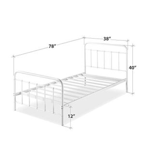 ZINUS Florence Full Panel Metal Platform Bed Frame / Mattress Foundation / No Box Spring Needed / Easy Assembly, White, Twin