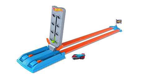 Hot Wheels Toy Car Track Set Drag Strip Champion with 1:64 Scale Car, Head-To-Head Racing, Connects to Other Sets