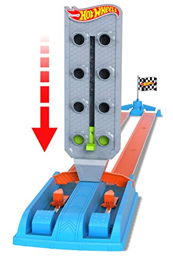 Hot Wheels Toy Car Track Set Drag Strip Champion with 1:64 Scale Car, Head-To-Head Racing, Connects to Other Sets