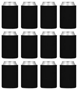 tahoebay 12 neoprene can sleeves for standard 12 ounce cans blank beer coolers (black, 12)