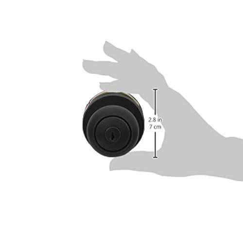 Amazon Basics Exterior Door Knob With Lock and Deadbolt, Coastal, Matte Black