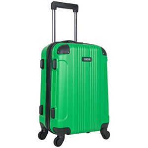 kenneth cole out of bounds lightweight durable hardshell 4-wheel spinner cabin size travel suitcase, kelly green, 20-inch carry on