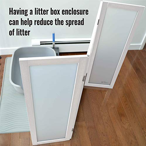 PetFusion ModestCat Litter Box Privacy Screen (3' Tall; 4' Wide, White). Cat Litter Box Furniture Best for Your Cat's Health