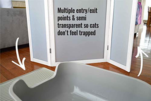 PetFusion ModestCat Litter Box Privacy Screen (3' Tall; 4' Wide, White). Cat Litter Box Furniture Best for Your Cat's Health