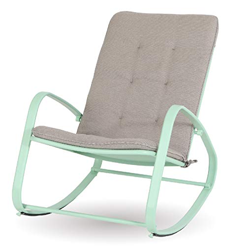 Sophia & William Outdoor Patio Rocking Chair Padded Steel Rocker Chairs Clearance Support 300lbs, Green