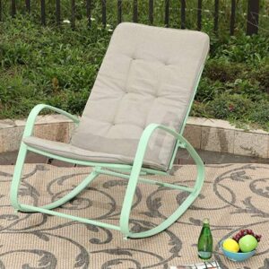 Sophia & William Outdoor Patio Rocking Chair Padded Steel Rocker Chairs Clearance Support 300lbs, Green