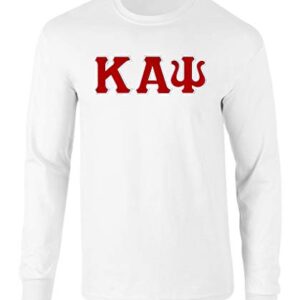 Kappa Alpha Psi Twill Letter Long Sleeve Tee White Red-White Medium