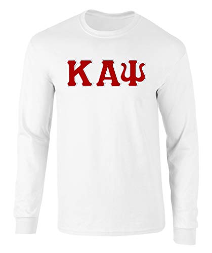 Kappa Alpha Psi Twill Letter Long Sleeve Tee White Red-White Medium